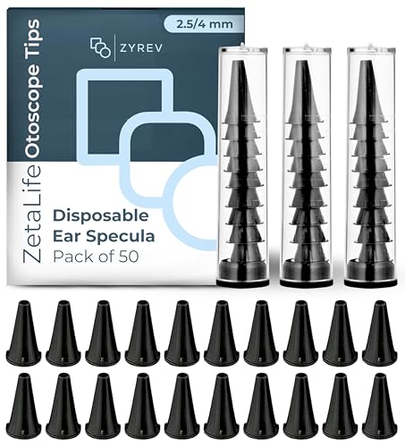 Zyrev ZetaLife Otoscope Cover Plastic Otoscope Specula Tips, Disposable Ear Specula Pack of 50 2.5/4 mm Disposable Covers