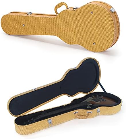 Ktaxon Electric Guitar Hard Case, Wooden Hard-Shell Protective Carrying Case for KLP-Style Electric Guitar with Lock Latch Padding, Yellow