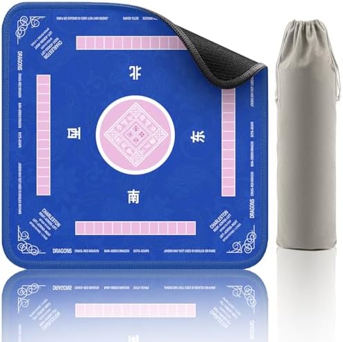 Mahjong Mat, Noise Reduction Non-Slip Mahjong Mat for Table, 32.4*32.4 Inch Mahjong Table Mat for Poker, Board Games Table Mat, Card Games, Tile Games, Dominoes (Blue)