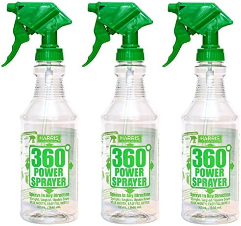 HARRIS Professional Wide Mouth 32oz Empty Spray Bottles for Cleaning Solutions (3-Pack), All-Purpose with Clear Finish, Pressurized Sprayer, Adjustable Nozzle and Measurements