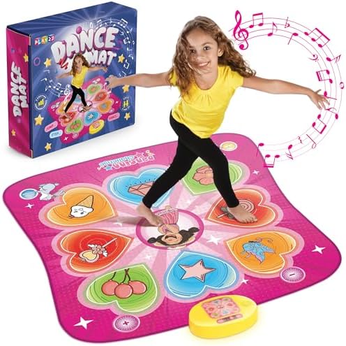 Play22 Dance Mat for Kids - Best Birthday Gifts for Girls & Boys Electronic Dance Game Toy for Kids, Adjustable Volume, 5 Levels - Dance Pad with LED Lights & Built-in Music for Ages 3-12 Years Old