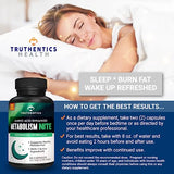 TRUTHENTICS Night Metabolism Booster for Men & Women - Night Time Fat Burner, Overnight Weight Loss Support - Muscle Recovery & Energy Amino Acids Supplement - 60 Capsules
