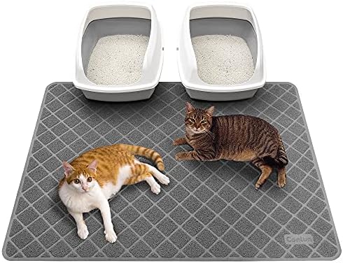 Cat Litter Mat Litter Trapping Mat, 47" x 35" Premium Durable PVC Grid Mesh with Scatter Control, Non-Slip, Less Waste Cat Litter Box Mat, Soft on Kitty’s Paws, Urine Waterproof