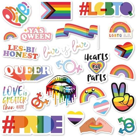 24 x Gay Pride Stickers Bulk - Pride Flag Stickers - Pride Stickers for Water Bottles - Gay Pride Laptop Stickers - Pride Merch and Gay Pride Accessories - LGBT Stickers