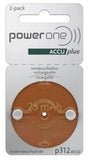 POWER ONE ACCU plus Size 312 Rechargeable Hearing Aid Batteries