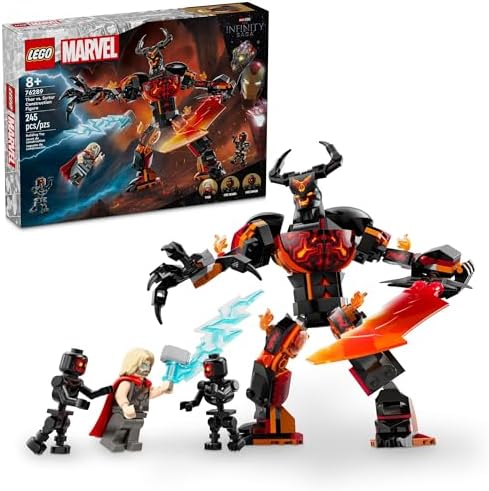 LEGO Marvel Thor vs. Surtur Construction Figure, Buildable Thor Super Hero Toy for Kids, Marvel Action Figure Playset with 3 Minifigures, Marvel Gift for Boys and Girls Ages 8 and Up, 76289