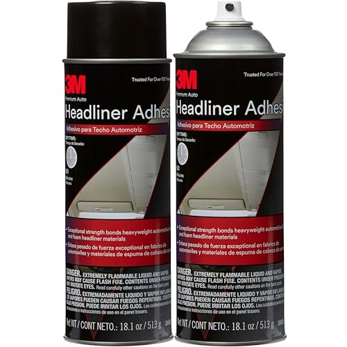 3M 38808 Headliner and Fabric Adhesive Spray – High-Strength Bond for Automotive Headliners, Carpets, and Fabrics – Heat Resistant, Quick-Drying, 18.1 Oz (2 Pack)