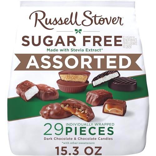 RUSSELL STOVER Sugar Free Assorted Chocolate Candy, 15.7 oz. bag - Milk and Dark Sugar Free Chocolate