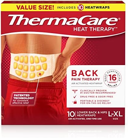 ThermaCare Advanced Back & Hip Therapy Adhesive HeatWraps, Disposable Heat Therapy Patches, Heat Pads for Instant Muscle & Herniated Disc Pain Relief, HSA/FSA Eligible & Approved, L/XL, 10 Count