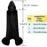 Full Length Hooded Velvet Cloak Halloween Christmas Fancy Cape Costumes Black