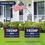 Trump Yard Signs 2024,18x12In Trump Yard Signs Double-Sided Make America Great Again Campaign Signs With H-Stakes Placard Voted For Trump Triggering For Outdoor Garden Lawn Parade Handheld Rally Decor