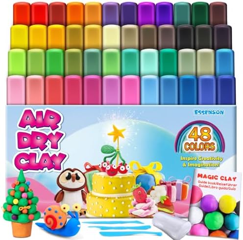 ESSENSON Magic Clay - Air Dry Clay 48 Colors, Modeling Clay for Kids with Tools, Toys Gifts for Age 3 4 5 6 7 8+ Years Old Boys Girls Kids
