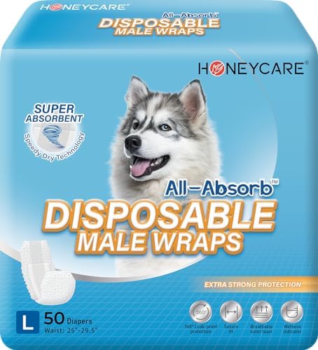 HONEY CARE All-Absorb A24 Male Dog Wrap, 50 Count, Large