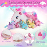 gnomantic 5 Pieces Unicorn Stuffed Animals - 1 Mommy Stuffed Unicorn with 4 Babies - Unicorns Gifts for Girls Ages 3 4 5 6 7 8, Unicorns Plush Toys for Christmas, Valentine's, Birthday Gifts (Pink)