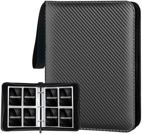 4 Pocket Card Binder, Premium Zip Trading Card Binder, 400 Double Sided Pocket PU Card Collection Binder, Collector Card Album, Card Folder for MTG, TCG, Sports Cards, Game Cards (Black)