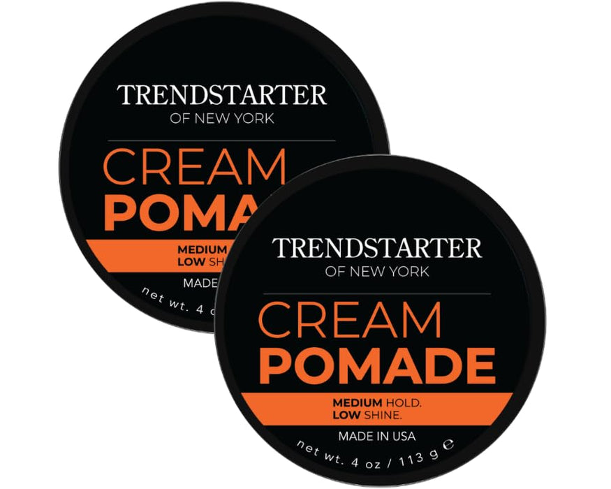 TRENDSTARTER - CREAM POMADE (4oz) (PACK of 2) - Medium Hold - Low Shine - Water-Based All-Day Hold Premium Hair Styling Pomade Putty Products