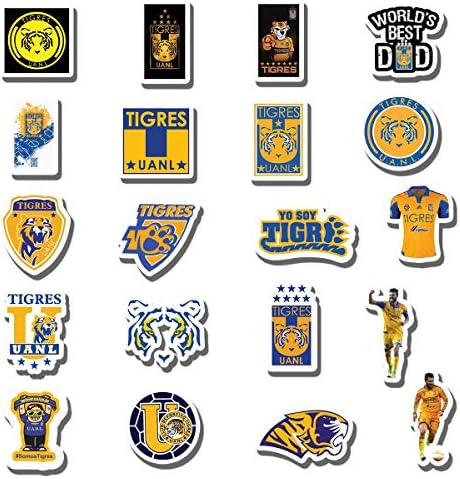 20 PCS Stickers Pack Tigres Aesthetic Uanl Vinyl Colorful Waterproof for Water Bottle Laptop Bumper Car Bike Luggage Guitar Skateboard