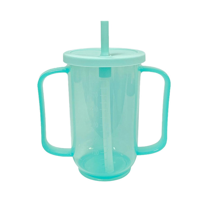 Qancesd Adult Sippy Cups for Elderly 12oz Sippy Cup with 2 Handles No Spill Cups for Adults Straw Cups Dysphagia Cups for Disabled Patients