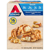 Atkins Snack Bar, Peanutty Overload, 8g Protein, 7g Fiber, 3g Net Carbs, Keto Friendly, 16 Count