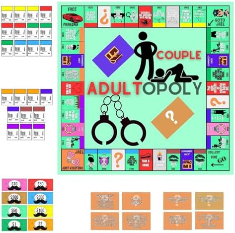 Adultopoly Board Game, Couple Adultopoly Board Game, Adults Board Games for Couple Relationship Conversation Game Card Board