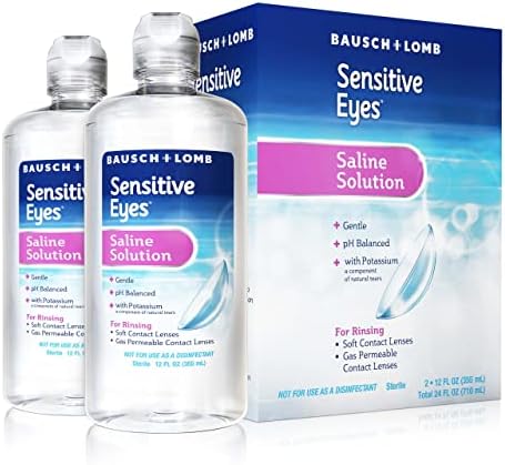 Sensitive Eyes Saline Solution from Bausch & Lomb, for Soft Contact & Gas Permeable Lenses, Saline Solution with Potassium, 2 x 12 Fl Oz (710 mL)