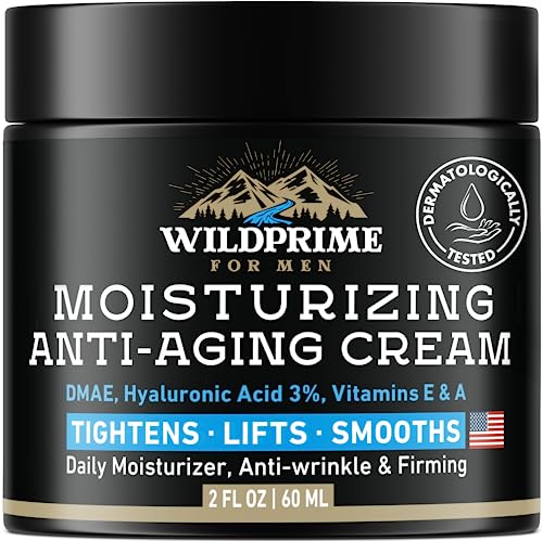 Men's Face Moisturizer Cream - Anti Aging & Wrinkle - Made in USA - Collagen, Hyaluronic Acid, Vitamins E & A, Avocado Oil - After Shave Lotion - Age Facial Skin Care, Day & Night Moisturizing, 2 oz