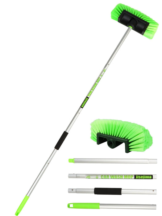 Jisejima Five-Sided Car Wash Brush with Long Handle，Soft Bristle Scrub Cleaning Mop with Extendable Handle for Car, SUV, Truck, Caravan, Boat, House Siding, Sweep Snow 60”/151cm