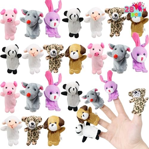 JOYIN 28 Packs Animal Finger puppet Set for Kids, Party Favor, Classroom Exchange Prizes, Greeting Cards, Stressrelief Hand puppets, Holiday Reward Prizes