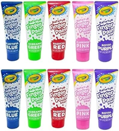 Crayola Taste Beauty Bathtub Finger Paint Soap, Easy to Clean, Pack of Ten 3-Fluid-Ounce Bottles