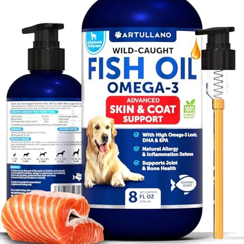 Omega 3 Fish Oil for Dogs - Better Than Salmon Oil - Skin and Coat Defense Liquid Supplement for Allergy Relief - High EPA & DHA for Shedding, Mobility, Itching, Joint & Bone Health Support - 8 FL OZ