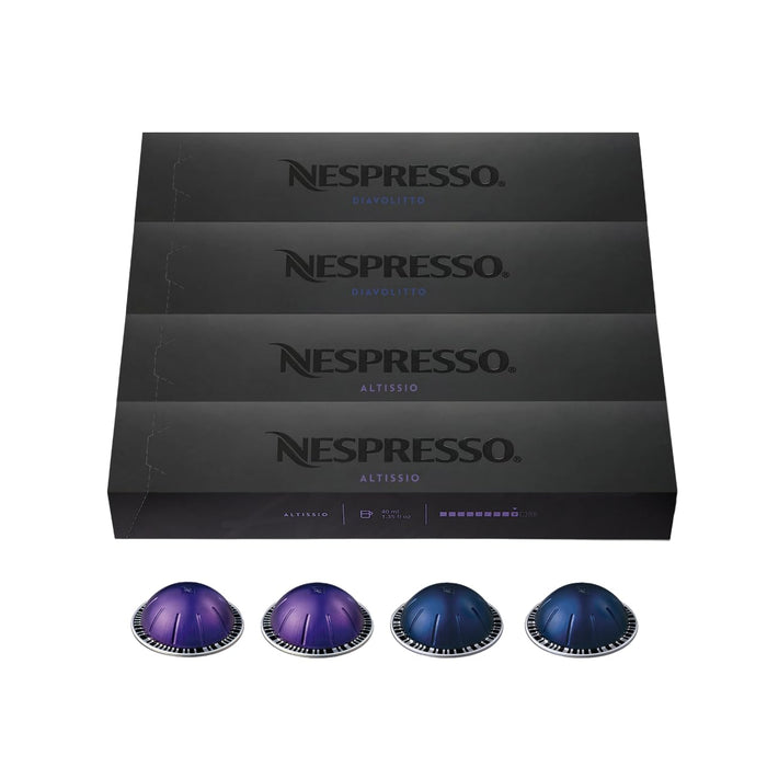 Nespresso Capsules Vertuo, Espresso Bold Variety Pack, Medium and Dark Roast Coffee, 40-Count Espresso Pods, Brews 1.35oz.