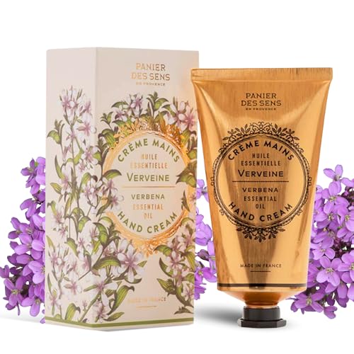 Panier des Sens - Hand Cream for Dry Cracked Hands - Verbena Hand Lotion with Shea Butter & Olive Oil - Vitamin E Skin Moisturizer with 97% Natural Ingredients - Made in France, 2.5 fl oz
