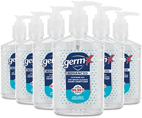 Germ-X Advanced Hand Sanitizer, Non-Drying Moisturizing Clear Gel, Instant and No Rinse Formula, Pump Bottle, 8 Fl Oz (Pack of 6)