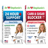 Pharmaganics Dr. Stephanie's Bundle Pack - 24 Hour Support + Carb & Sugar Blocker - Daily Supplement