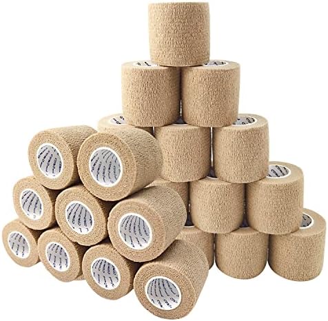 Self Adherent Cohesive Bandage 2"x5 Yards First Aid Bandages Stretch Sport Athletic Wrap Vet Tape for Wrist Ankle Sprain and Swelling,Skin(24 Rolls)