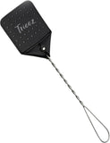 TRIEEZ 17.5" Sturdy Leather Fly Swatter - Heavy Duty Flyswatter with Durable Metal Handle, Rustic Bug Swatter for Flies, Bees, and Mosquitoes - Black