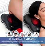 Zyllion Shiatsu Back and Neck Massager with Heat - Cordless Rechargeable 3D Kneading Deep Tissue Massage Pillow, 2 Speeds and Rotation Control for Chair, Car, Muscle Pain Relief - Black (ZMA-34RB)