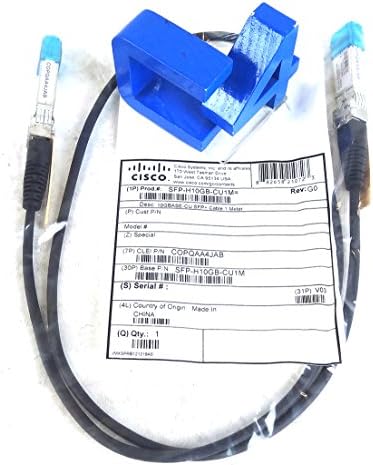 Cisco 10GBase-CU Cable - 3.28 ft - 1 Pack - 1 x SFP+ - 1 x SFP+ - SFP-H10GB-CU1M= (Renewed)