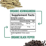 NATURE'S NUTRITION Organic Ashwagandha Capsules 1950mg Supplement w/ Black Pepper Root Powder 60 Capsules