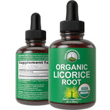 USDA Organic Licorice Root Extract Liquid Drops Supplement. Vegan Tincture for Digestion + Respiratory Health. Extracto de Regaliz Root Oil Herb. Zero Sugar, Gluten Free Supplements for Women and Men
