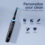 Oral-B iO Deep Clean + Whiten Rechargeable Electric Toothbrush with Visible Pressure Sensor, 2 Minute Timer, 5 Cleaning Settings, 1 iO5 Limited, 3 Toothbrush Heads, Travel Case & Refill Holder, Black