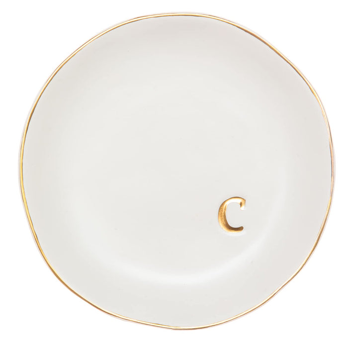 COLLECTIVE HOME - Ceramic Jewelry Tray, Decorative Trinket Dish for Rings Earrings Necklaces Bracelet Watch Keys, Birthday Mother's Day for Women, 4.75", White Surface (C)