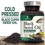 Black Seed Oil Capsules 1000mg - Vegan Cold-Pressed Nigella Sativa Black Seed Oil, Nature's Pure Black Cumin Seed Oil for Immune, Hair and Brain Support, Non-GMO - 180 Capsules