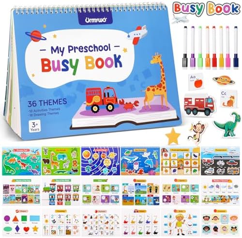 Busy Book for Toddlers - Preschool Learning Activities 36 Themes Learning Educational Coloring Books,Travel Toys for Road Trip, Montessori Autism Sensory Toys Christmas Birthday Gifts for Kids Ages 3+