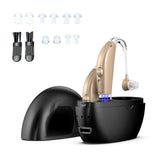 Manzelun Hearing Aids for Seniors Rechargeable with Noise Cancelling,Behind-The-Ear Severe Hearing Loss Hearing Amplifier,Physical Adjustment Buttons,Up to 25 Hours