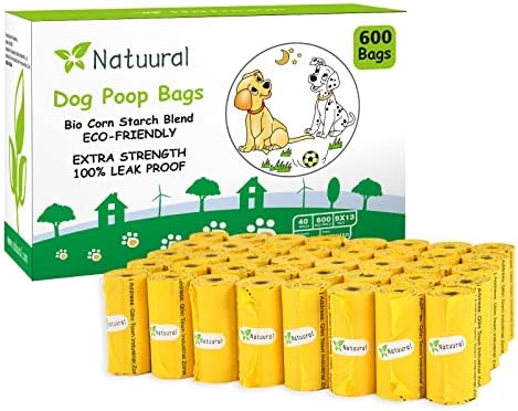 Dog Poop Bags-600 Counts (40 Rolls), Biodegradable Poop Bags, Eco-friendly and Easy to Open, Thick Dog Waste Bags (Yellow)
