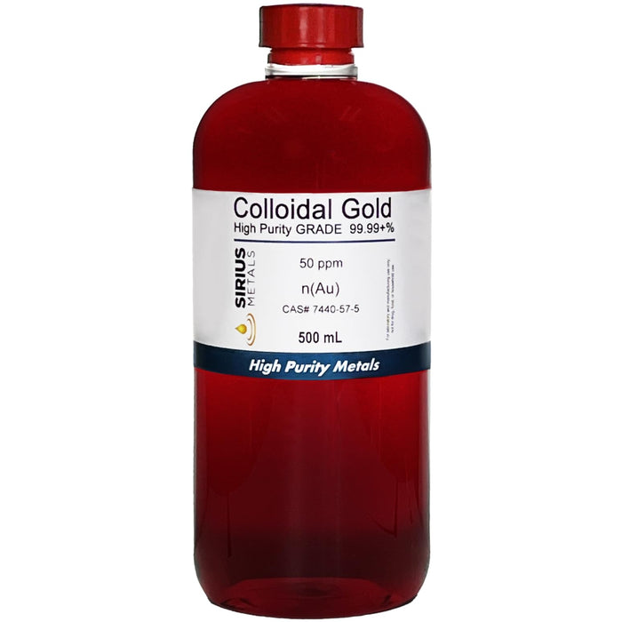 True Colloidal Gold – 50 ppm - 99.99+% Purity - 500 mL (16.9 Fl Oz) in Clear BPA-Free Plastic Bottle - Made in USA