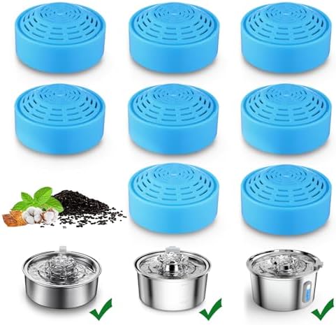 Cat Water Fountain Filter, Cat Fountain Replacement Filters for 2.0L/67oz Automatic Pet Water Dispenser,Pet Water Fountain Replacement Filters Package(Filter 8 Pack)