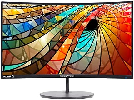 Sceptre 27" Curved 75Hz LED Monitor C278W-1920R Full HD 1080P HDMI DisplayPort VGA Speakers, Ultra Thin Metal Black, 1800R immersive curvature, 2018,Metallic Black