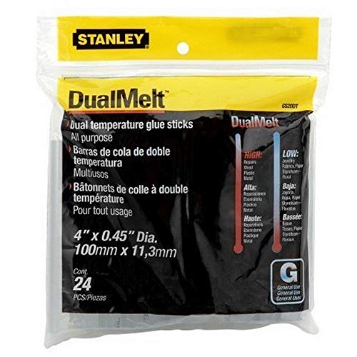 Stanley 1-GS20DT Dual Temp Glue Stick, 12mm x 101mm, Pack of 24 (Packaging May Vary)